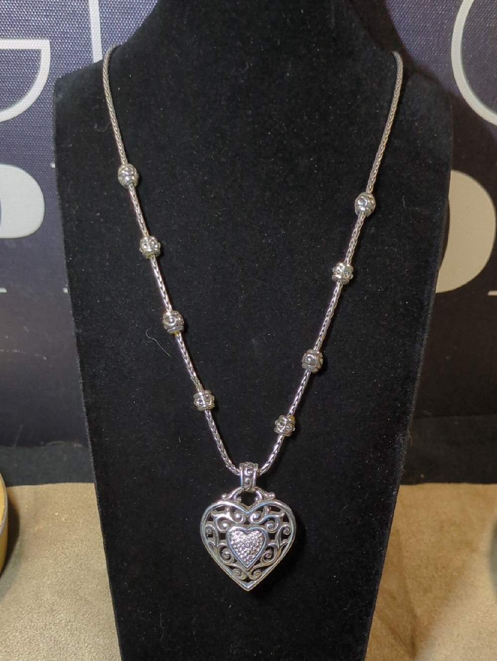 Brighton Silver Filigree Double Sided Heart Pendant Necklace NOW ONLY $40